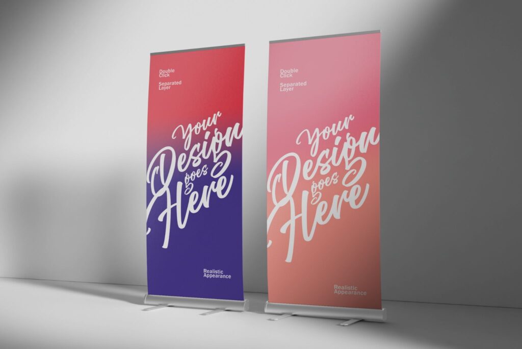 Brisbane signage solutions featuring custom-designed portable pull-up banners for events and expos.
