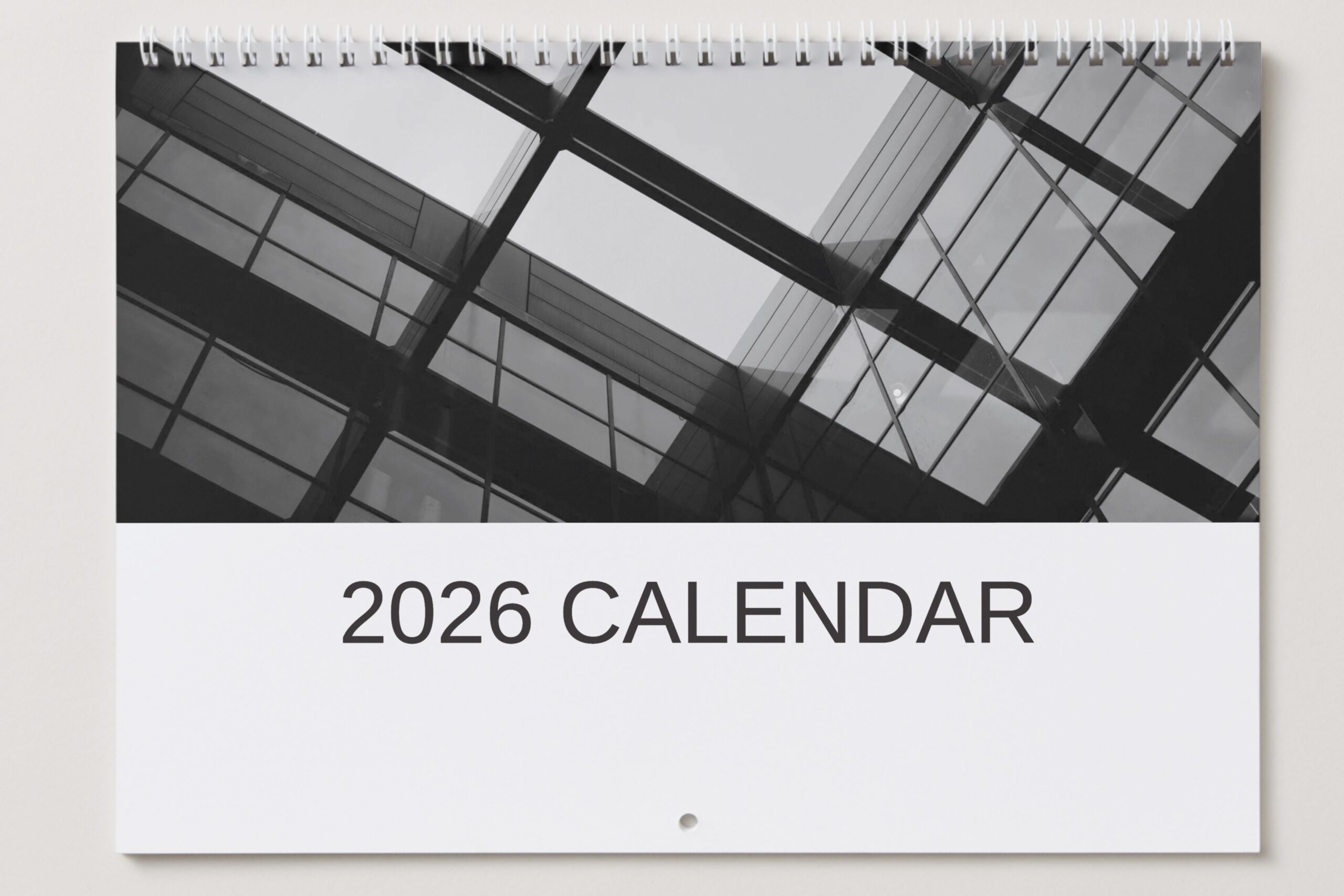 Wire bound wall calendar black and white